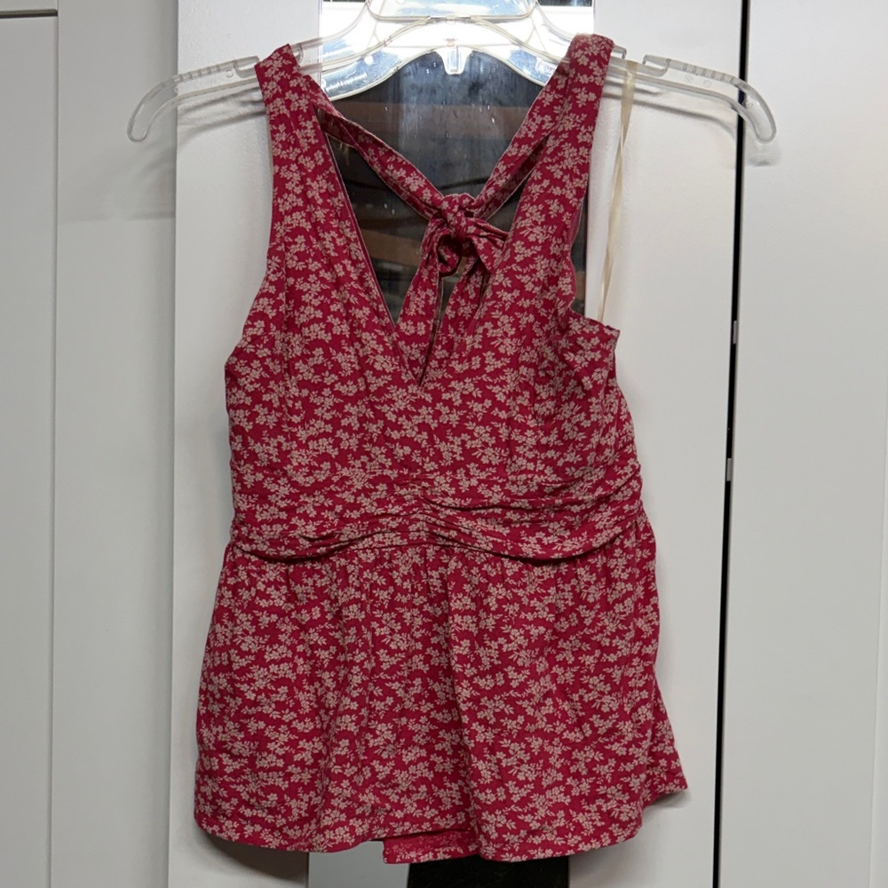 Floral Pink Sleeveless Halter Top